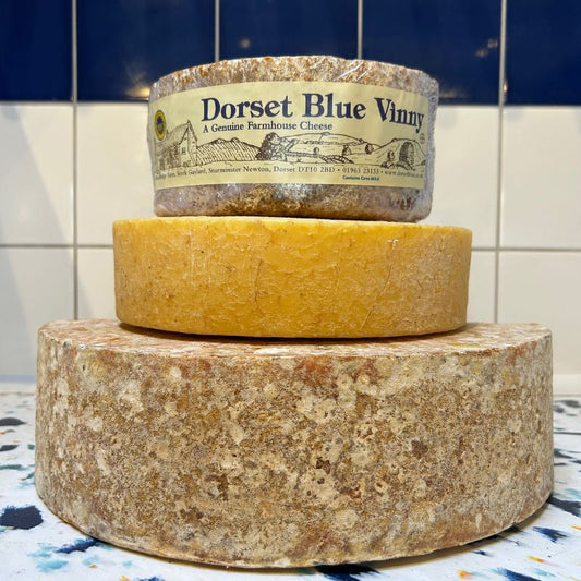 Stack of three territorial cheeses