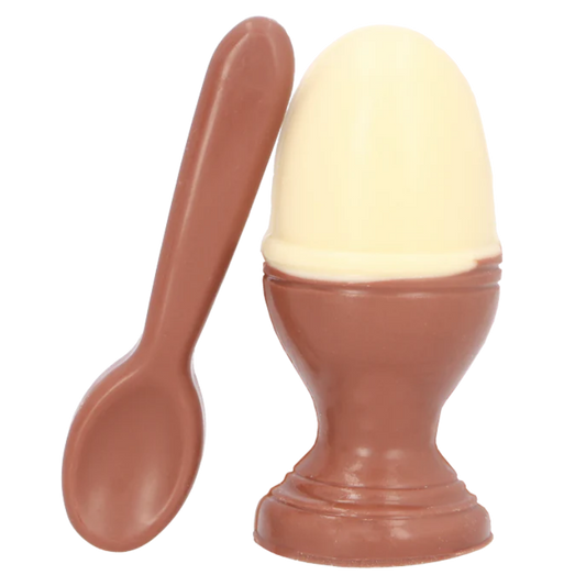 Milk & white chocolate egg and spoon