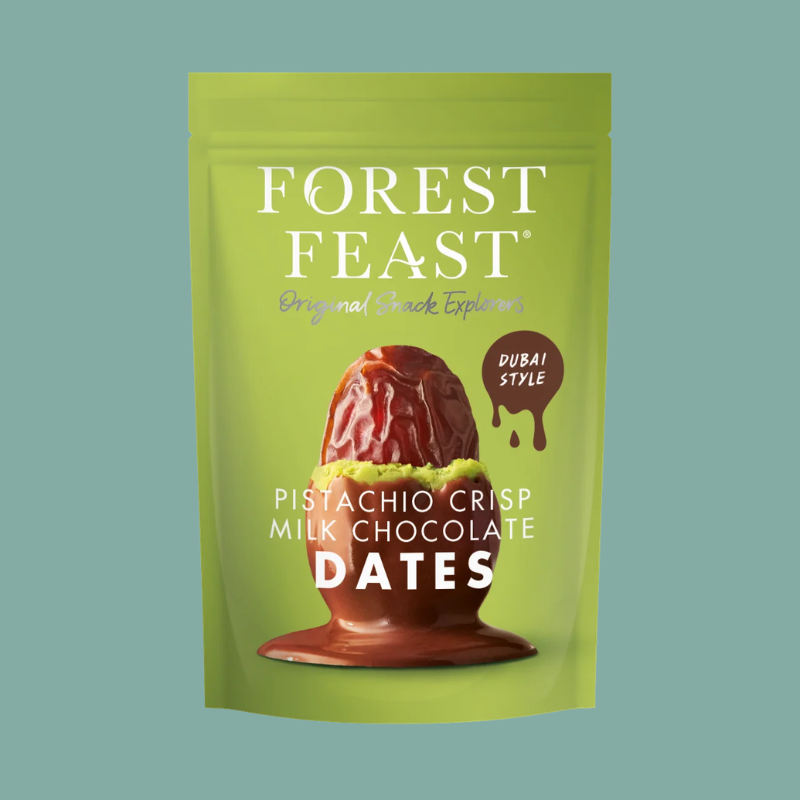 Forest Feast Pistachio Crisp milk Chocolate Dates