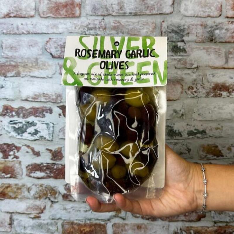 Silver & Green Rosemary Garlic Olives